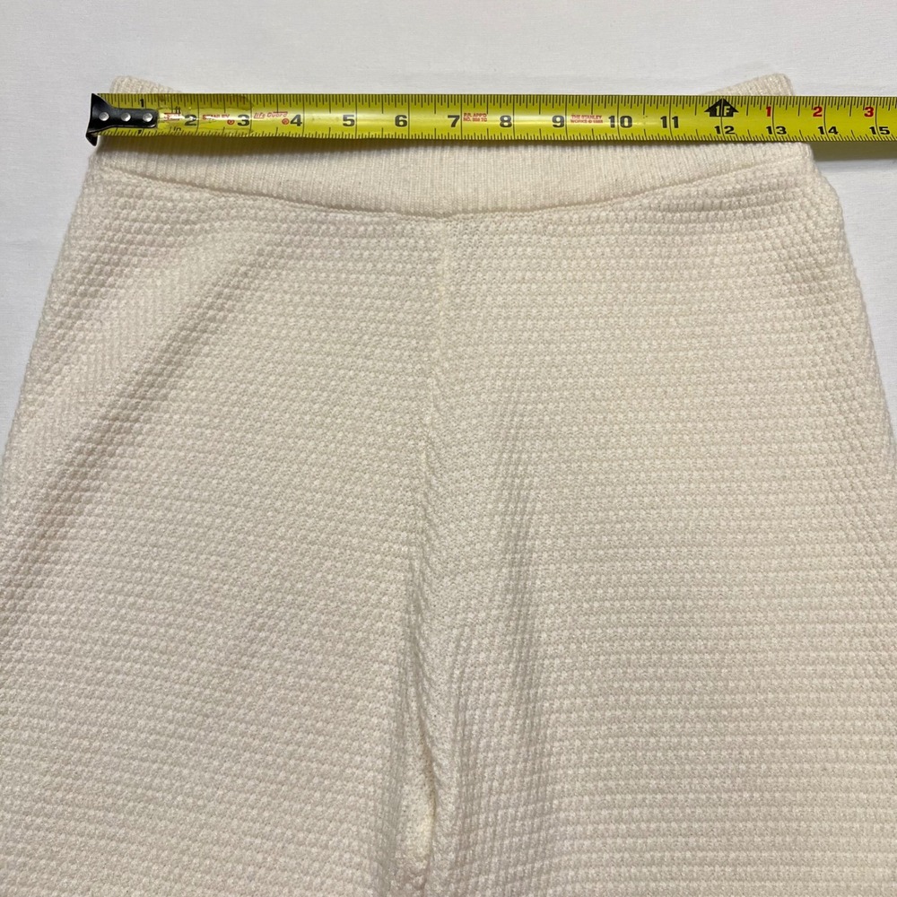 Cream Textured Honeycomb Knit Comfy Cozycore Lounge Sweater Pants Size M - Picture 6 of 8